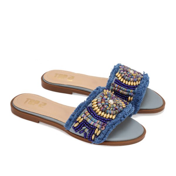 BLUE BEADED SLIPPER